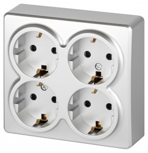 ЭРА Эксперт роз. ОУ 4 мест. (квадрат) земля, штор. 16A,250В алюминий 11-2211-03 63022