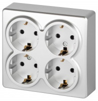 ЭРА Эксперт роз. ОУ 4 мест. (квадрат) земля, штор. 16A,250В алюминий 11-2211-03 63022