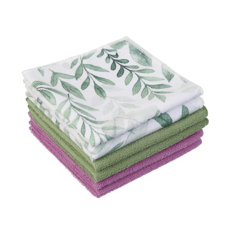 Набор салфеток из микрофибры тм VETTA Ботаника, 30х30 см, 200г/кв.м, полиэстер, 3 цвета, 6 шт