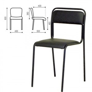 Стул для посетителей "Аскона", черный каркас, кож.зам черный, СМ 7/7-02 К-01