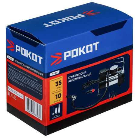 РОКОТ Компрессор автомобильный "Торнадо", 35 л/мин, 90 Вт, 12В, провод 2,7м + переходники