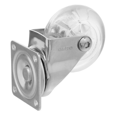 Колесо ПУ прозрачное поворотное d-50 мм, крепление платформенное Сибртех