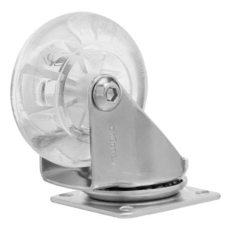 Колесо ПУ прозрачное поворотное d-50 мм, крепление платформенное Сибртех