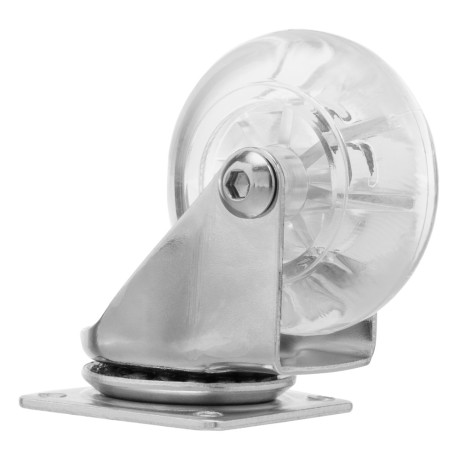 Колесо ПУ прозрачное поворотное d-50 мм, крепление платформенное Сибртех