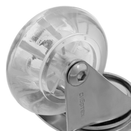 Колесо ПУ прозрачное поворотное d-50 мм, крепление платформенное Сибртех