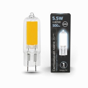 Gauss лампа G4 220V 5.5W(500lm) 4100K 4K 58х16 стекло 107807205