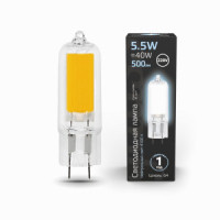 Gauss лампа G4 220V 5.5W(500lm) 4100K 4K 58х16 стекло 107807205