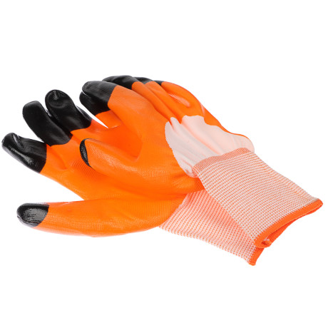 INBLOOM Перчатки садовые с двойным нитриловым полуобл., полиэстер, 10 размер, 23.5см, 45г, 2 цвета