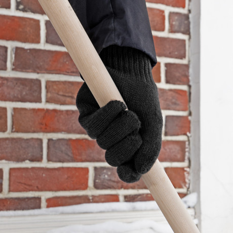 Перчатки трикотажные, акрил, двойные, черный, двойная манжета Сибртех