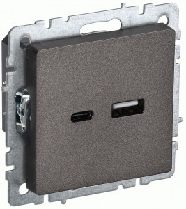 IEK BRITE мех. роз. СУ USB A+C 18Вт РЮ11-1-БрТБ бр. BR-U22-018-K45