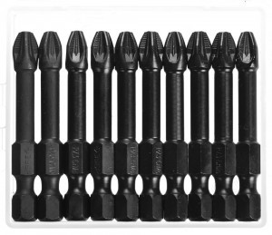 Биты ЗУБР "ПРОФИ" Pozidrive, тип хвостовика E 1/4", PZ3, 50мм, 10шт, в пластиковом боксе, на карточк