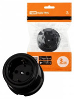 TDM РЕТРО ВИВИ роз. ОУ земля 16А 250В (ABS-пластик) черная  SQ1820-1212