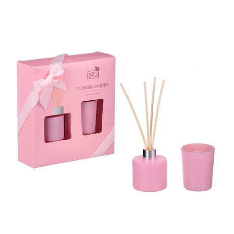 NEW GALAXY Набор ароматизатор-диффузор и свеча, ваниль/кокос,океан,цветочн,магич. ночь 40мл, 50г