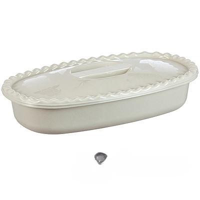 Миска прямоуольная 2,7л с крышкой бел.ротанг М1323(25)