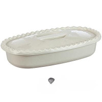 Миска прямоуольная 2,7л с крышкой бел.ротанг М1323(25)