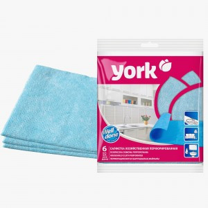 Салфетки вискозные 34*35см,6шт/уп,перфорированные,универсальные,020040/ YORK