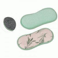 Губки-скраб двухсторонняя микрофибра+абразив, 19х9,5см, 2шт 107843 Рыжий кот