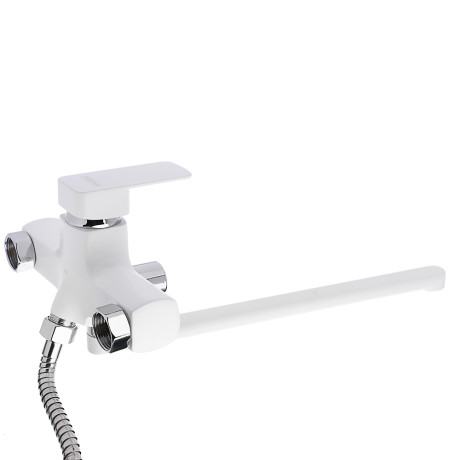 СоюзКран Смеситель для ванны с душем, прямой излив 35см, керам. картридж 35мм, белый, цинк, SK08-P10