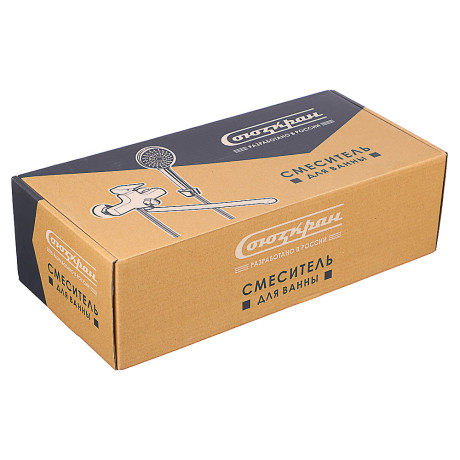 СоюзКран Смеситель для ванны с душем, прямой излив 35см, керам. картридж 35мм, белый, цинк, SK08-P10