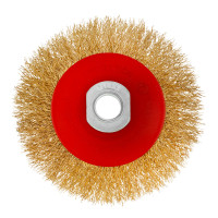 Щетка для УШМ, 100 мм, М14, &quot;тарелка&quot;, латунированная витая проволока Matrix