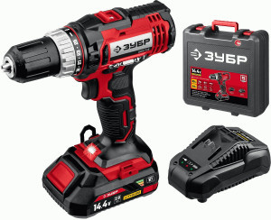 ЗУБР дрель-шуруповерт С1, 14.4В, 35Нм, 1 АКБ (2Ач), кейс, ДШЛ-145-21