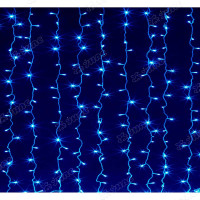 Гирлянда штора LED LС-4-7 320 лампочек, прозрачный провод 2,5*3 синий