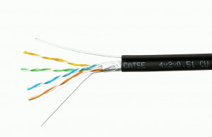 Cablexpert Кабель FTP outdoor 4x2x0.51 мм, на тросу, медный, кат.5e, однож., 100м, черный