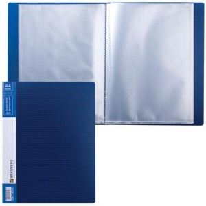 Папка  40 вклад. BRAUBERG "Contract" синяя, вкладыши - антиблик., 0,7мм, бизнес-класс 221777