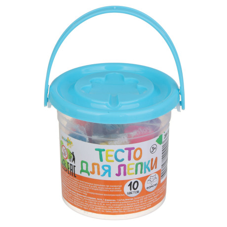 ХОББИХИТ Тесто для лепки с формочкой в ведерке, тесто, 1 формочка, 7,5х7см, пластик