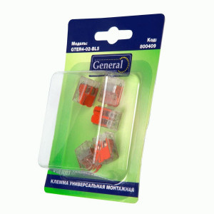 GENERAL клемма СМК 221-412 с рычагом 2х(0,08-4мм2), 32А (цена за BL5) GTER4-02-BL5 800409