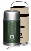 Термос Арктика 306-1000А, широк. горло, 1л (зеленый), суповой, чехол, нерж. сталь