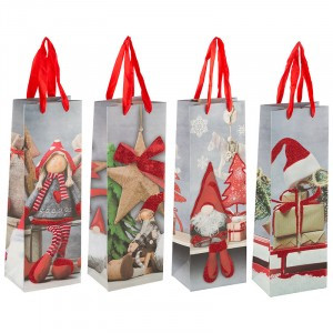 Подарочный пакет для бутылки "Новогоднее чудо" Волшебная страна 12x9x35 см.(кратн 12!!!)
