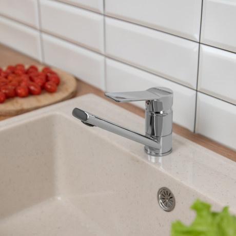 RAIN Смеситель для раковины Цитрин, низкий излив 13см, керам. картридж 35мм, латунь, хром