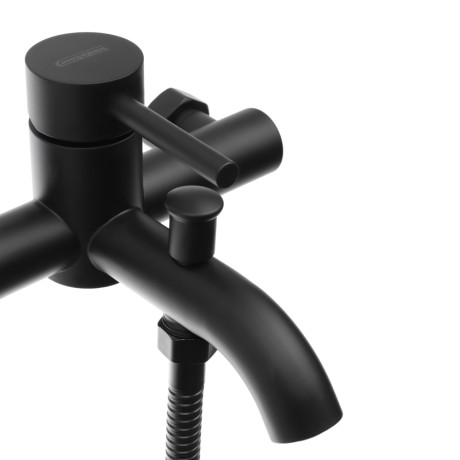 СоюзКран Смеситель для ванны с душем, короткий излив, картридж 35мм, нерж. сталь, черный, SS09-M132
