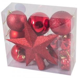 Набор Шары + звезда  SYCB17-516, 18 шт/набор 8 см, 7 см, 6 см, 4 см, звезда 21 см Волшебная страна