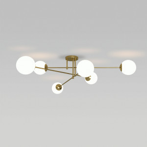 Eurosvet люстра 6x60W Е27 1428х1428х400 мет белый мат./латунь Netz 30181/6 Умный дом a062217