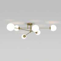 Eurosvet люстра 6x60W Е27 1428х1428х400 мет белый мат./латунь Netz 30181/6 Умный дом a062217