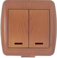 Lezard Ната выкл. ОУ 2 кл. 10А сосна (инд.) (корпус PC) 710-0800-112