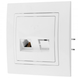 Bylectrica УЮТ роз. телефон. СУ 2 мест. бел. (пластик, RJ11+свободный разъем) ТР4-056