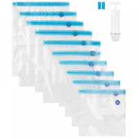 Набор вакуумных пакетов для продуктов 10 шт(0,5-5/0,7-3/0,9л-2шт,клипса 2шт,насос),107576/ Рыжий кот