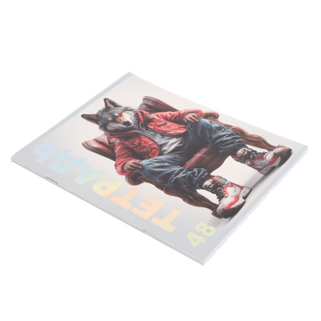 ClipStudio Тетрадь 48л. в клетку, офсет, обл. мел.картон, скрепка, выб лак, "Звери в креслах" 4 диз.