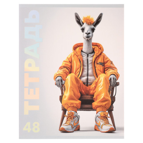 ClipStudio Тетрадь 48л. в клетку, офсет, обл. мел.картон, скрепка, выб лак, "Звери в креслах" 4 диз.