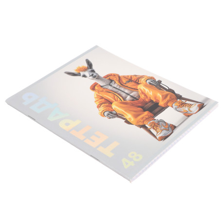 ClipStudio Тетрадь 48л. в клетку, офсет, обл. мел.картон, скрепка, выб лак, "Звери в креслах" 4 диз.