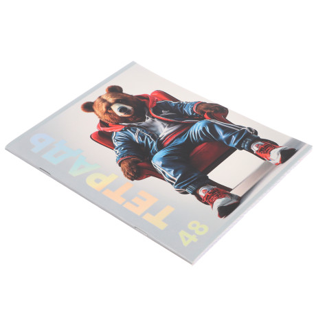 ClipStudio Тетрадь 48л. в клетку, офсет, обл. мел.картон, скрепка, выб лак, "Звери в креслах" 4 диз.