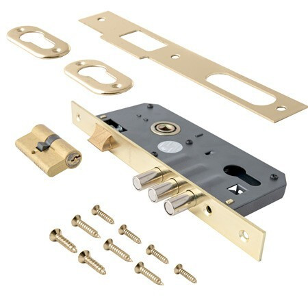 Замок врез 2200/60 Apecs Золото (межос-85мм, личина-60мм)   \7(28)