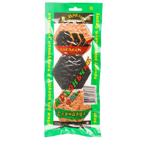 Губка для тефлоновой посуды "Кухоньчик-Стандарт" 3 шт