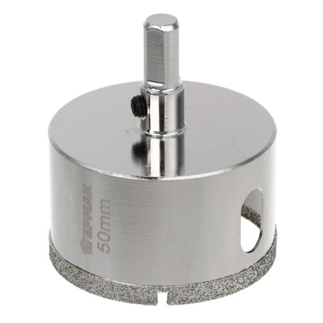 ЕРМАК Коронка алмазная с центрирующим сверлом d 50 мм по керамике и стеклу, Р45, трехгр хвостовик