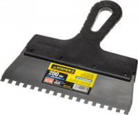 Шпатель STAYER &quot;PROFESSIONAL&quot; нержавеющий зубчатый с пластмассовой ручкой, 200мм, зуб 6х6мм