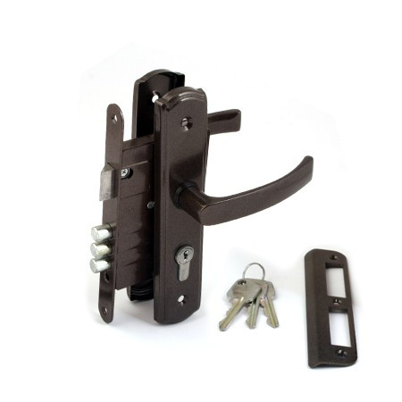 Замок врез ЗВ4-1-8 Строммашина с ручками (коричневый) цилиндровый Беларусь  \10