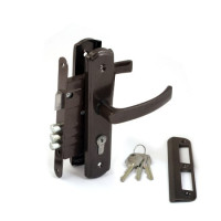 Замок врез ЗВ4-1-8 Строммашина с ручками (коричневый) цилиндровый Беларусь  \10